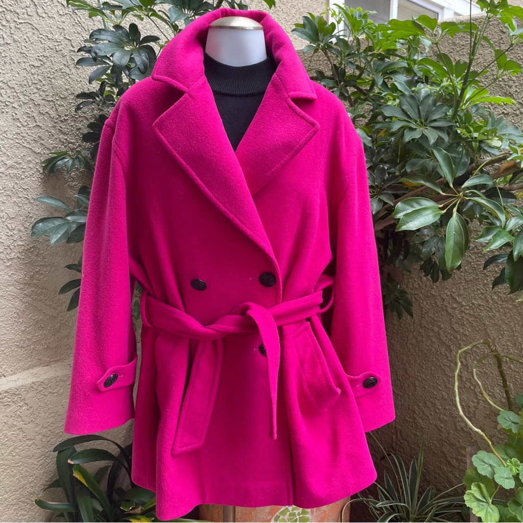 Vintage Crimson/Black St. John Angora/Wool Double Sided Coat